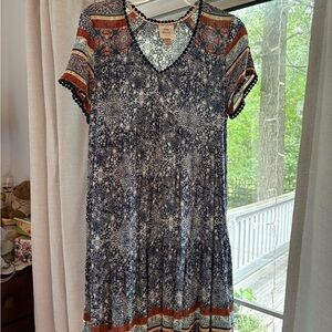 Knox Rose Multicolored Mini Sundress with V-Neck and Raglan Sleeves